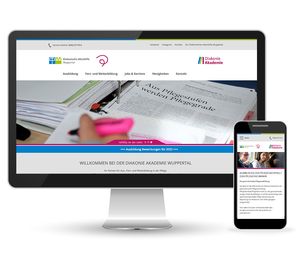 Webdesign für die Diakonie Akademie in Wuppertal