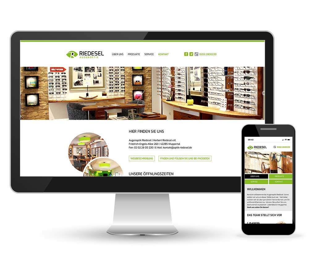 Webdesign und Fotografie für Optik Riedesel