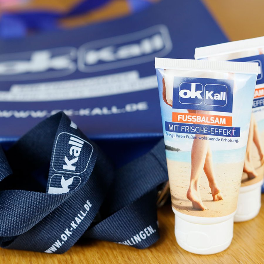 Taschen, Pflegeprodukte und Lanyards für unseren Kunden Kall