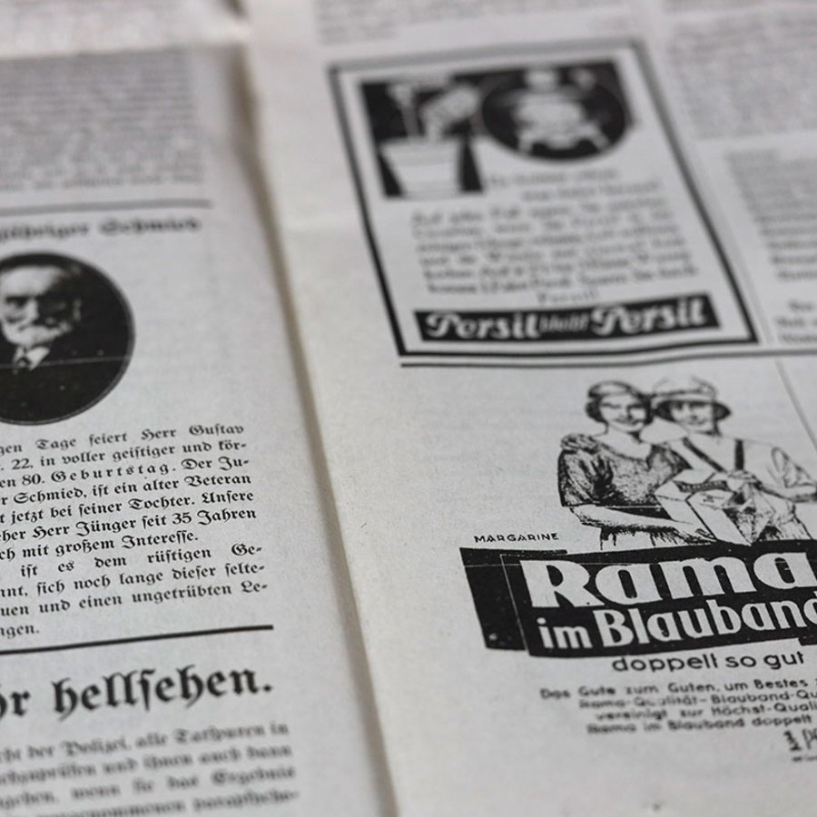 Alte Werbeanzeigen in der Jubiläum-Rundschau